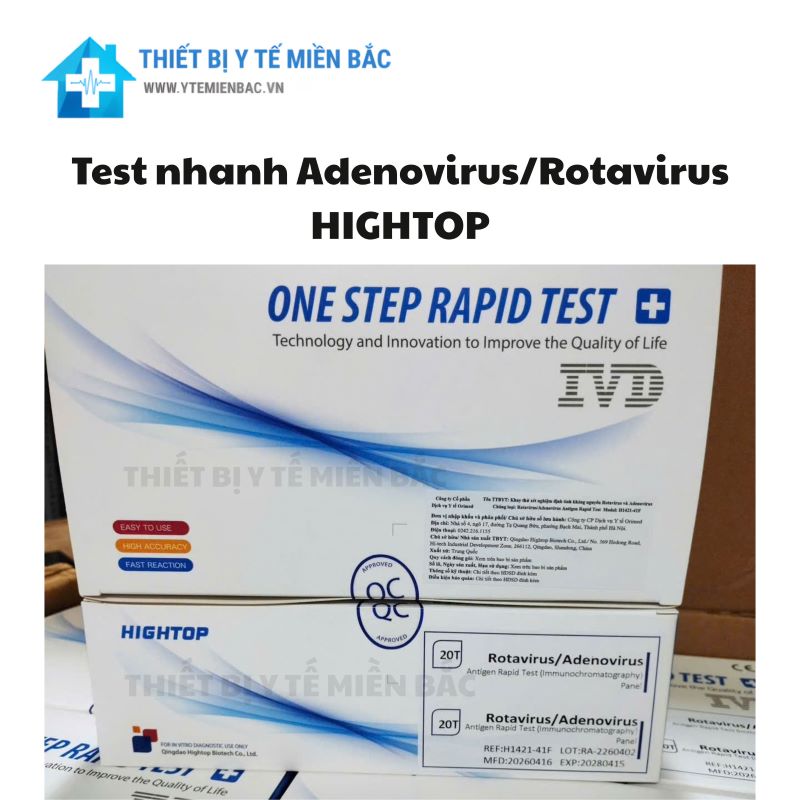 Khay Thử Adenovirus Rotavirus HIGHTOP – Tích Hợp Test 2 IN 1 Sàng Lọc Nhanh Tiêu Chảy Do Virus Ở Trẻ Em Khay Thử Adenovirus Rotavirus HIGHTOP – Tích Hợp Test 2 IN 1 Sàng Lọc Nhanh Tiêu Chảy Do Virus Ở Trẻ Em