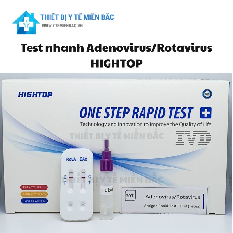 Khay Thử Adenovirus Rotavirus HIGHTOP – Tích Hợp Test 2 IN 1 Sàng Lọc Nhanh Tiêu Chảy Do Virus Ở Trẻ Em Khay Thử Adenovirus Rotavirus HIGHTOP – Tích Hợp Test 2 IN 1 Sàng Lọc Nhanh Tiêu Chảy Do Virus Ở Trẻ Em