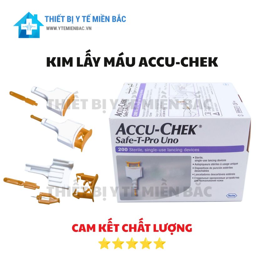 Kim bấm lấy máu vô trùng Accu-Chek 200 cái – Thiết bị lấy máu dùng 1 lần an toàn Kim bấm lấy máu vô trùng Accu-Chek 200 cái – Thiết bị lấy máu dùng 1 lần an toàn